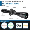 3-12X44 IR AO, 30MM Varmint, External W/E, Mil-Dot